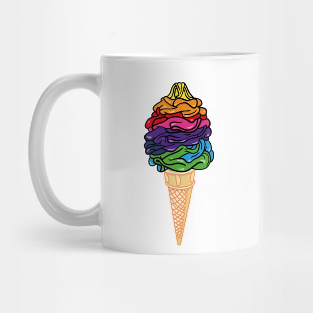 Rainbow Soft Serve Whippy Icecream Cone Graphic Art by Ciara Shortall Art